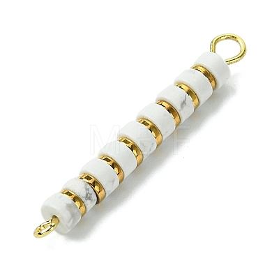 Natural Howlite & Electroplated Synthetic Non-magnetic Hematite Heishi Connector Charms PALLOY-JF03291-03-1