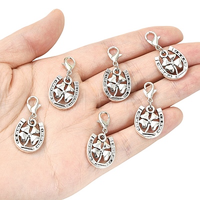 10Pcs Tibetan Style Alloy Pendant Decorations HJEW-YW00304-1