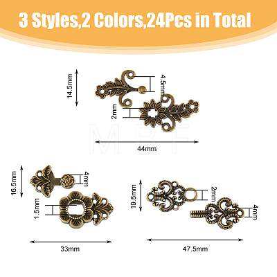 DICOSMETIC 24Pcs 6 Styles Alloy Snap Lock Clasps FIND-DC0005-13-1
