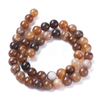 Natural Striped Agate/Banded Agate Beads Strands G-G582-8mm-55-1