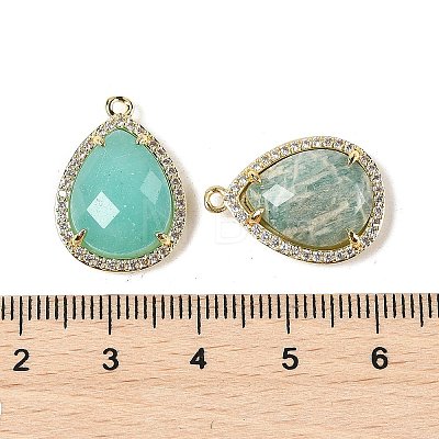 Natural Amazonite Faceted Teardrop Pendants G-I382-01G-01-1