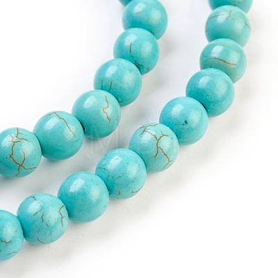 1 Strand Synthetic Turquoise Round Beads Strands X-TURQ-G106-8mm-02D-1