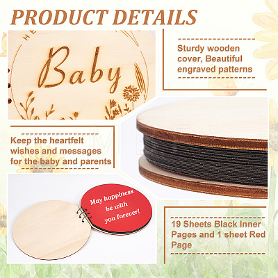 Round Wooden Cover Baby Scrapbook DIY Binder Photo Album DIY-WH0349-113A-1