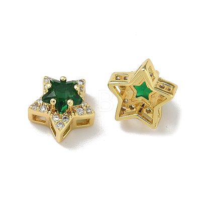 Brass Micro Pave Cubic Zirconia Slide Charms KK-D226-02G-02-1
