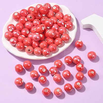 Glazed Porcelain Round Beads PORC-S489-10mm-14-1