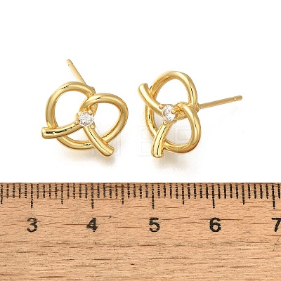 Rack Plating Heart Brass Micro Pave Clear Cubic Zirconia Stud Earrings EJEW-H143-17G-1