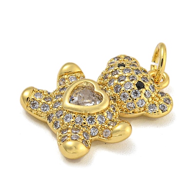 Rack Plating Brass Micro Pave Cubic Zirconia Pendants KK-I718-02B-G-1