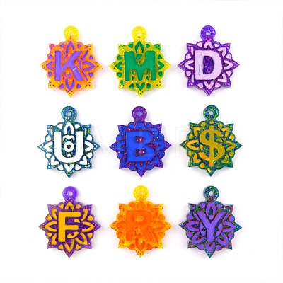 26 Letters & Ampersand Flower Pendant Silicone Mold DIY-O008-01-1