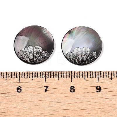 Natural Black Lip Shell Carved Cabochons SSHEL-T017-04A-1