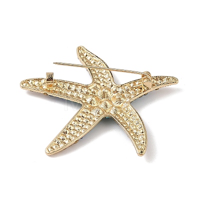 Starfish Alloy Rhinestone Sea Animal Brooches JEWB-S023-01A-1