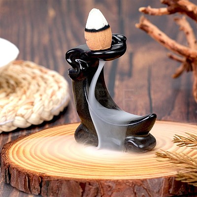 Moon Shape Ceramics Ornaments Backflow Incense Mini Incense Burner Decorative Gifts JX862A-1