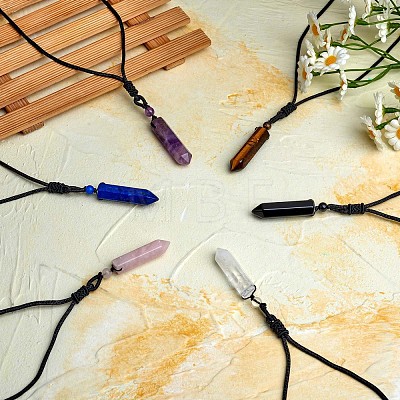 Natural Tiger Quartz Bullet Pendant Necklace JN1043A-1