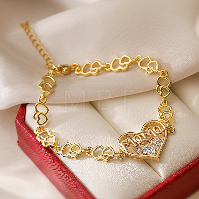 Mother's Day Brass Micro Pave Clear Cubic Zirconia Link Bracelets WG4B6A3-01-1