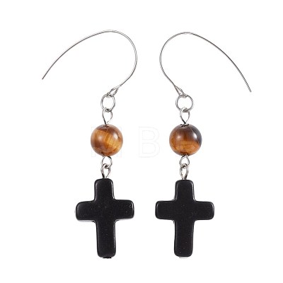 Natural Mixed Stone Dangle Earrings EJEW-JE02975-1