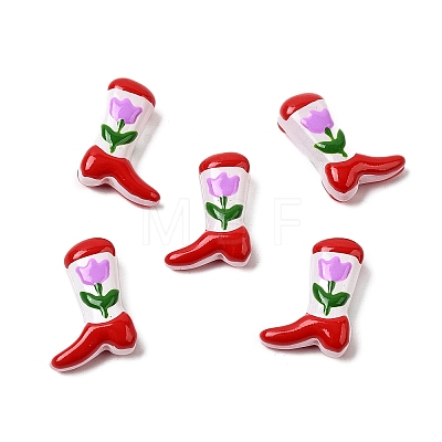 Boot Baking Paint Glass Enamel  Beads LAMP-C020-02L-1