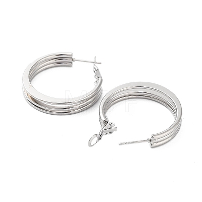 Tarnish Resistant 202 Stainless Steel Hoop Earrings EJEW-A041-03P-1