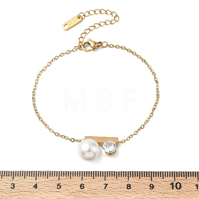 304 Stainless Steel Cuboid Link Bracelets SA-CBA5F76-06G-1