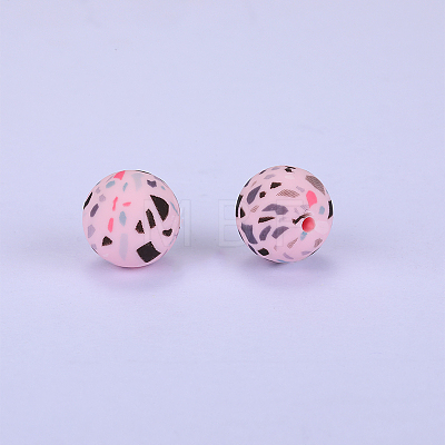 Printed Round Silicone Focal Beads SI-JX0056A-19-1