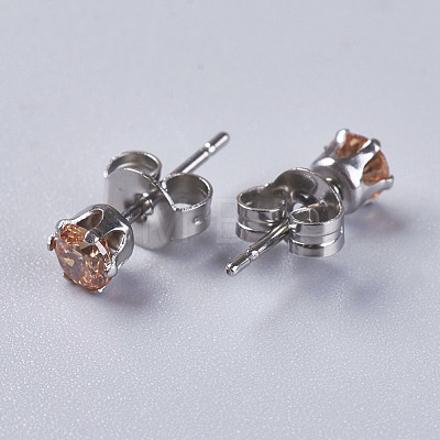 Cubic Zirconia Stud Earrings EJEW-I209-09-4mm-1
