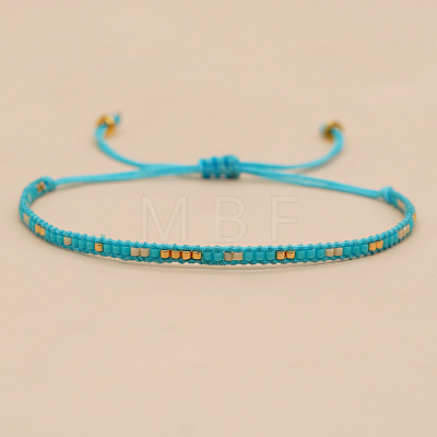 Bohemian Braided Adjustable Glass Seed Beaded Bracelets EX8332-3-1
