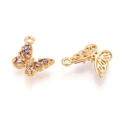 Brass Micro Pave Cubic Zirconia Charms X1-KK-N262-112A-G-1