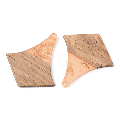 Transparent Resin & Walnut Wood Pendants RESI-S389-055A-B04-1