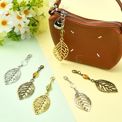 6Pcs Alloy & Glass Pendant Decorations HJEW-YW00328-01-1