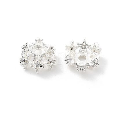 Brass Micro Pave Clear Cubic Zirconia Bead Caps KK-R216-03S-03-1
