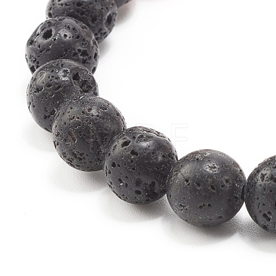Electroplated Natural Lava Rock Round Beads Essential Oil Anxiety Aromatherapy Bracelets BJEW-JB06923-1