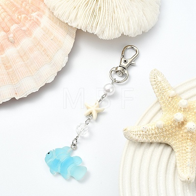 ABS Plastic Imitation Pearl & Synthetic Turquoise & Resin Pendant Decorations HJEW-YW00313-01-1