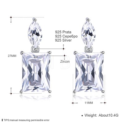 925 Sterling Silver Stud Earrings EJEW-BB32690-1