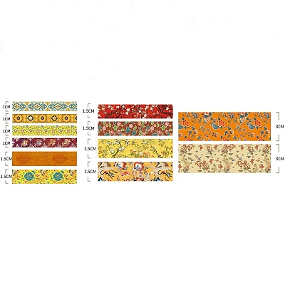 12 Rolls Chinese Style Floral Paper Decorative Paper Tapes Set STIC-H002-02A-1