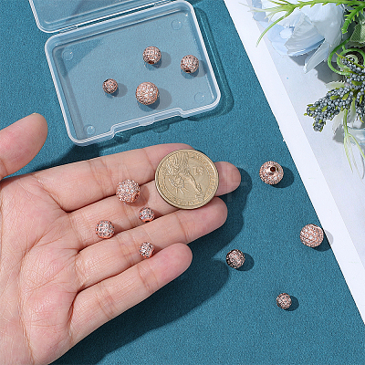 12Pcs 3 Styles Brass Micro Pave Cubic Zirconia Beads KK-PH0004-88RG-1