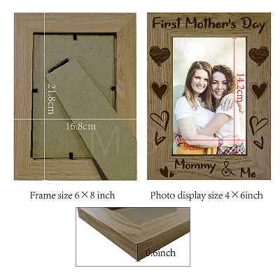 Mother's Day Natural Wood Photo Frames AJEW-WH0292-037-1