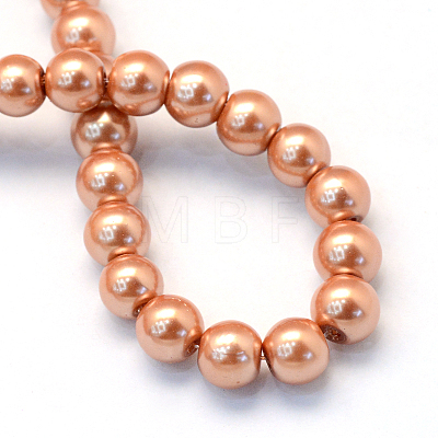 Baking Painted Pearlized Glass Pearl Round Bead Strands HY-Q330-8mm-50-1