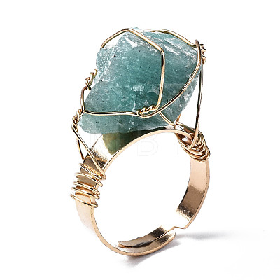 Adjustable Natural Amazonite Finger Rings RJEW-T019-02D-KC-1