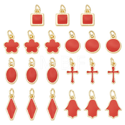 21Pcs 7 Styles Brass Enamel Charms KK-TA0003-19D-1