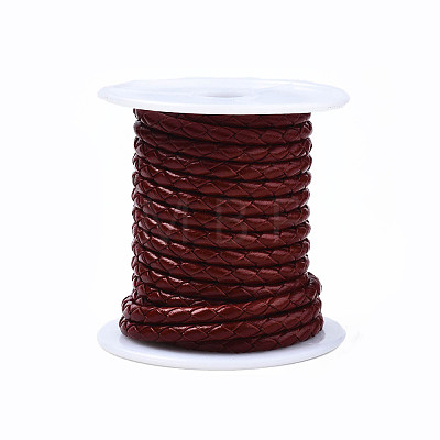 Braided Cowhide Leather Cord NWIR-N005-01A-6mm-1