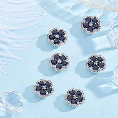 6Pcs Alloy Rhinestone Cufflinks BUTT-ME0001-34A-1