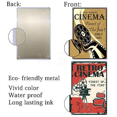 2Pcs 2 Style Vintage Metal Tin Sign AJEW-CN0001-14G-1