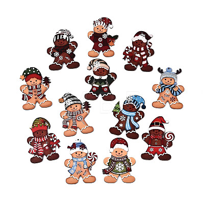 12Pcs Christmas UV Single Face Printed Wood Pendant Decorations WOOD-N020-23-1