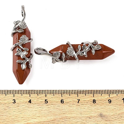 Natural Red Jasper Double Terminal Pointed Pendants G-C144-03P-03-1