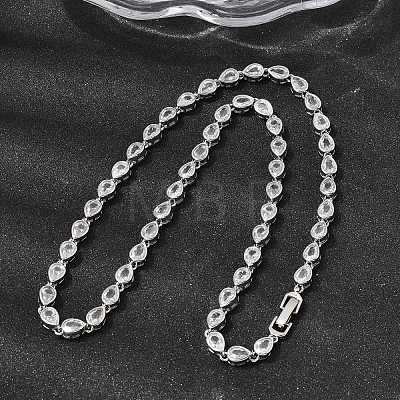 Brass Micro Pave Cubic Zirconia Geometric Tennis Necklaces NJEW-C121-02B-P-1