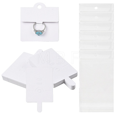 50Pcs Rectangle Foldable Paper Jewelry Display Cards for Rings CDIS-FS0001-31A-1