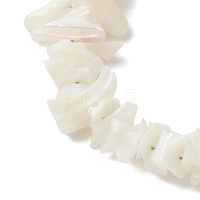 Natural White Mother of Pearl Shell Chip Bead Bracelets for Couple Friendship BJEW-JB11533-01-1