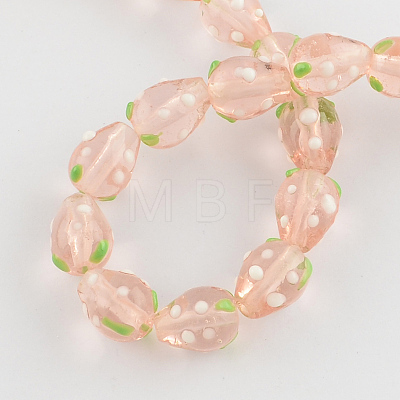 Handmade Lampwork 3D Strawberry Beads X-LAMP-R109B-16-1