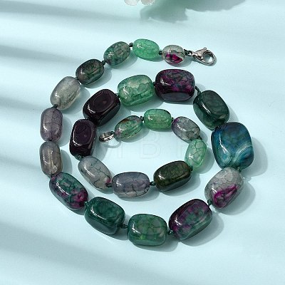 Dyed Natural Agate Cuboid Graduated Beaded Necklaces with Alloy Clasps NJEW-C113-01F-1