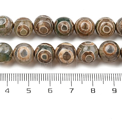 Natural Tibetan 3-Eye dZi Agate Beads Strands G-A240-A03-01-1