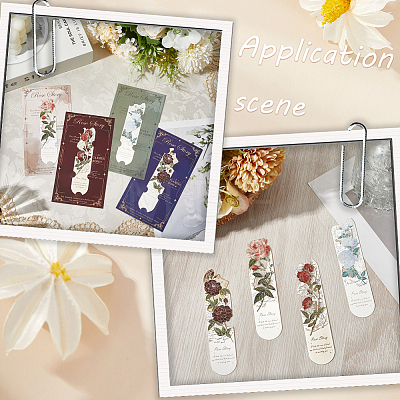 4Pcs 4 Styles Brass Flower Bookmarks AJEW-SP0002-28B-1