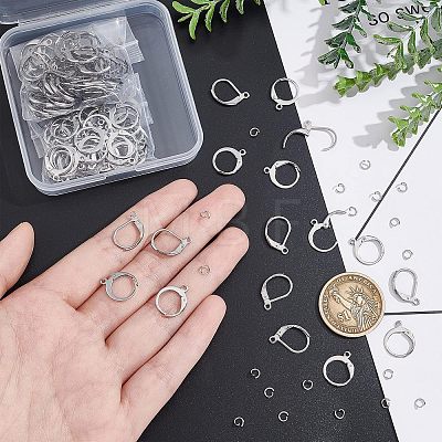 Unicraftale 120Pcs 2 Style 304 Stainless Steel Leverback Earring Findings STAS-UN0038-45-1